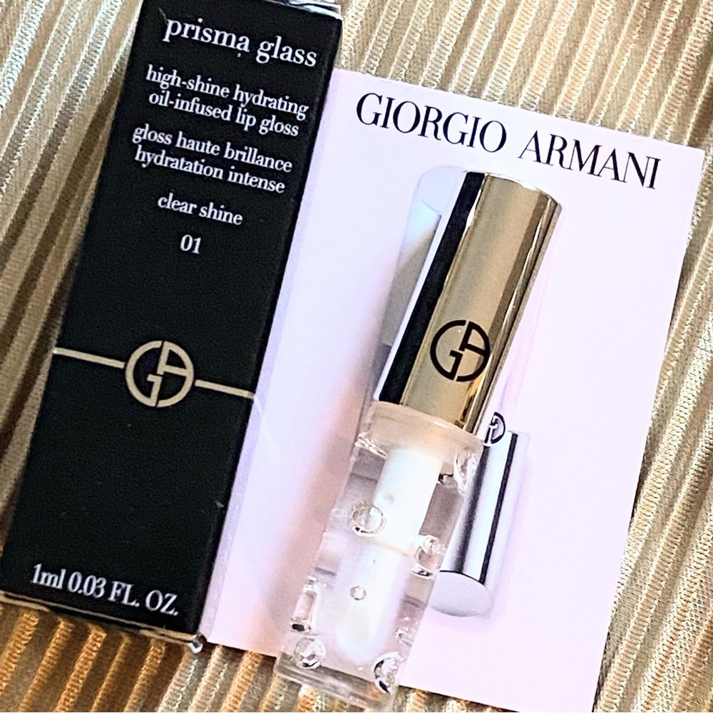 Giorgio Armani Prisma Glass Lip Gloss 01 Clear Shine 1ml Travel Size